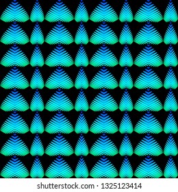 The alternating pattern of the color of the sky of hearts and stripes on a black background. Abstract striped pattern of leaves and hearts.