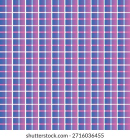 Cuadrados rosas y azules alternados con líneas de cuadrícula blancas que crean una ilusión visual de movimiento y profundidad.
