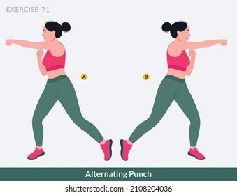 Ejercicio de punzonado alternativo, fitness de la mujer, aeróbic y ejercicios.
