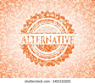 Alternative abstract emblem, orange mosaic background