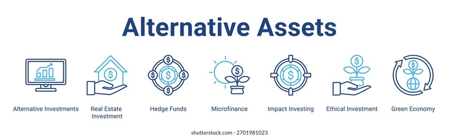Alternative Assets web banner icon element for design in a collection