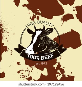 alternative black bull label / stamp on textured background, which is made from several transparent layers for a worn, rubbed effect, therefore saved in eps 10