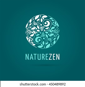 Alternative, Chinese medicine and wellness, herbal, zen meditation concept - vector yin yang icon, logo