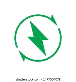 Alternative clean energy symbol. Renewable energy vector icon. Vintage stamp effect.