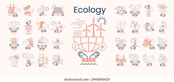 Alternative clean energy. Transition to environmentally friendly world concept.  Ecology infographic. Green power production. Transition to renewable alternative energy. Vector webdesign. 