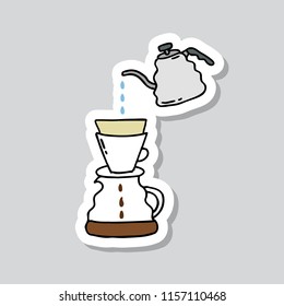 alternative coffee maker, device for brewing coffee doodle sticker icon