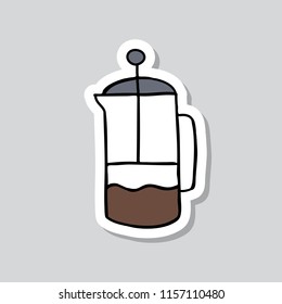 alternative coffee maker, device for brewing coffee doodle sticker icon