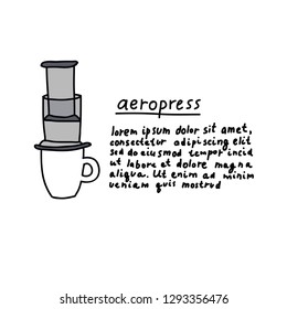 alternative coffee maker, device for brewing coffee doodle icon