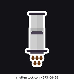alternative coffee maker icon, sticker. device for brewing coffee. vector illustration