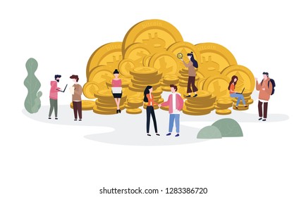 Alternative coin, digital currency, Bitcoin,
mining, golden coin, Ether, Ripple, cryptocurrency, digital payment system worldwide peer to peer network, blockchain networks, vector illustration.