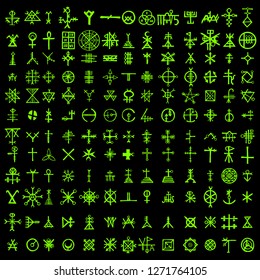 Alternative of digital green matrix and computer code symbols. Quantum computers and qubit,  hacker and crypto, steampunk, alien programming concept. Vector. 