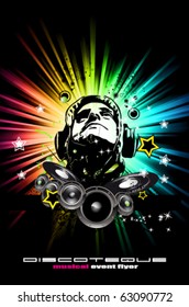 Alternative Discoteque Music Flyer with Attractive Rainbow Colours