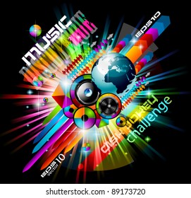 Alternative Discoteque Music Flyer with Attractive Rainbow Colours and an explosion of colurs and lights.