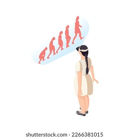Alternative education isometric composition with isolated view of deschooling situation with human character vector illustration