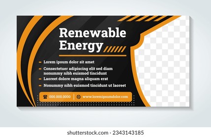 alternative electricity source theme of web banner template. horizontal layout design. shield for photo space. combination gold and black colors, copy space. dot circle pattern. Ecological concept.