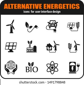 Alternative energetics icons set for user interface design