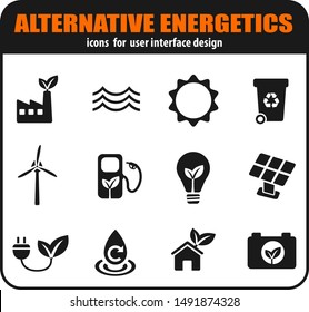 Alternative energetics icons set for user interface design