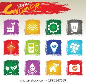 Alternative energetics icons set for user interface design. Grange icons style
