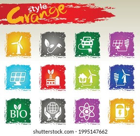 Alternative energetics icons set for user interface design. Grange icons style