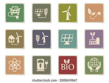 Alternative energetics paper stickers icons set for user interface design