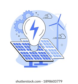 Alternative energy abstract concept vector illustration. Green alternative energy technologies, eco friendly, nuclear, renewable sources, solar panels, wind turbine, hydropower abstract metaphor.