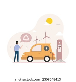 Alternative energy for automobile charging as environmental friendly solution vector illustration
