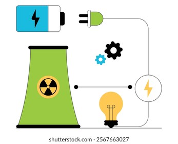 Alternative energy batteries can produce environmentally friendly electrical energy, green energy vector illustration.