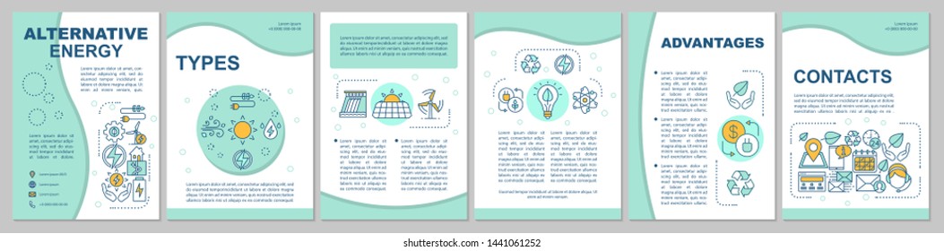 Alternative energy brochure template layout. Eco energy. Flyer, booklet, leaflet print design with linear illustrations. Vector page layouts for magazines, annual reports, advertising posters