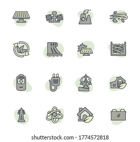 Alternative energy color vector icons for user interface design