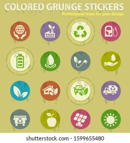 alternative energy colored grunge icons with sweats glue for design web and mobile applications