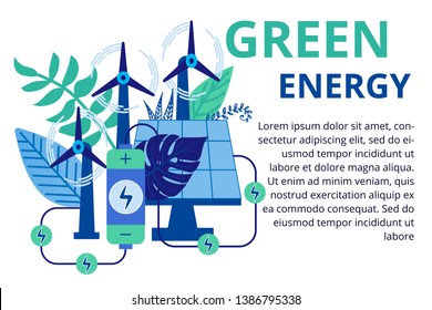 Alternative energy concept in flat style. Solar panels convert the energy of the sun into electricity.Take care of nature and energy, ecology concept. Illustration for background and web banners