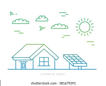 Alternative energy. Alternative energy concept. Solar energy. Solar panels. The installation of solar panels.