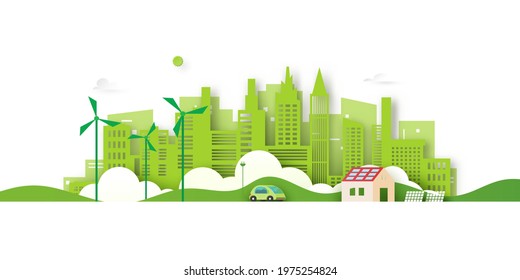 Alternative Energy Ecology Conceptelectric Car Green Stock Vector ...