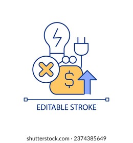 Alternative energy efficiency yellow and blue RGB color icon. Renewable power economy. Sustainable home. Isolated vector illustration. Simple filled line drawing. Editable stroke. Arial font used