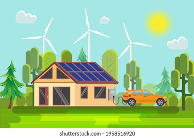 Alternative energy. Electro innovations vector concept. Illustration alternative eco energy, resource renewable.