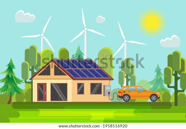 Alternative\
energy. Electro innovations vector concept. Illustration\
alternative eco energy, resource\
renewable.