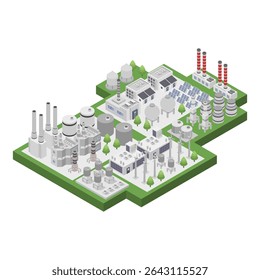 Energia alternativa e combustível isométrico ilustrado no fundo branco