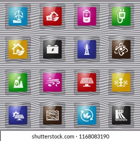 Alternative energy glass icons set for web sites and user interface