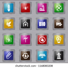 Alternative energy glass icons set for web sites and user interface