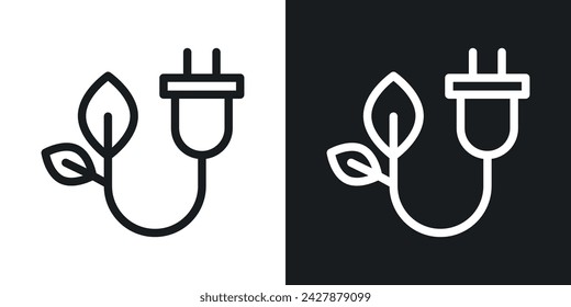 Alternative Energy Icon Designed in a Line Style on White Background.