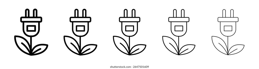 Ícone de energia alternativa conjunto gráfico. estilo de linha de traçado moderno