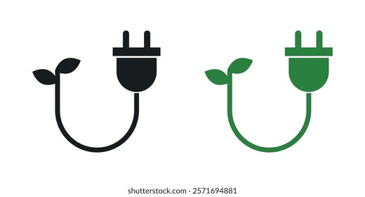 Alternative energy icon set in black and colored