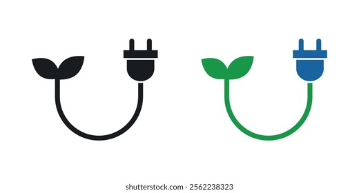 Alternative energy icons in black and colored version