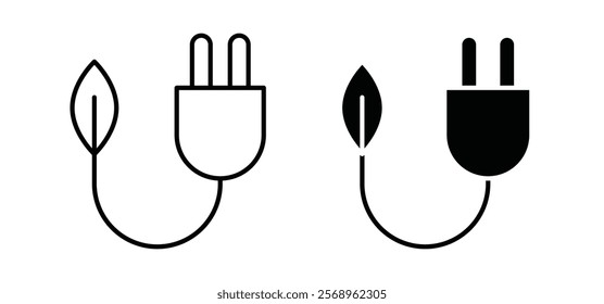 Alternative energy icons in black and white colors