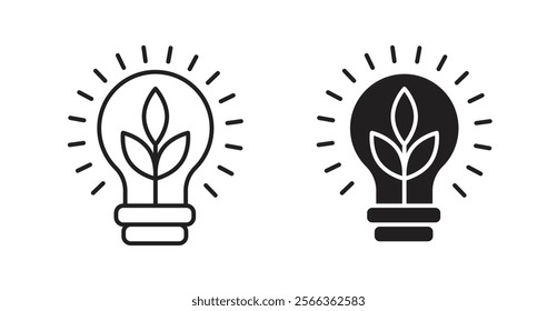 Alternative energy icons in line stroke and flat versions