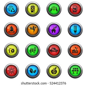alternative energy icons on color round glass buttons for your design