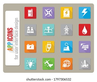 iconos de energía alternativa ajustados en diseño plano con sombra larga