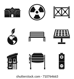 Alternative energy icons set. Simple set of 9 alternative energy icons for web isolated on white background