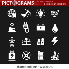Alternative energy icons set for web sites and user interface