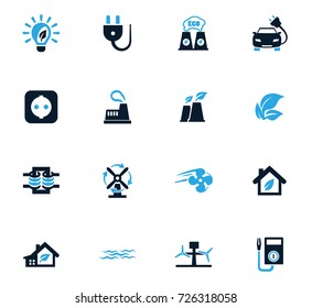 Alternative energy icons set for web sites and user interface